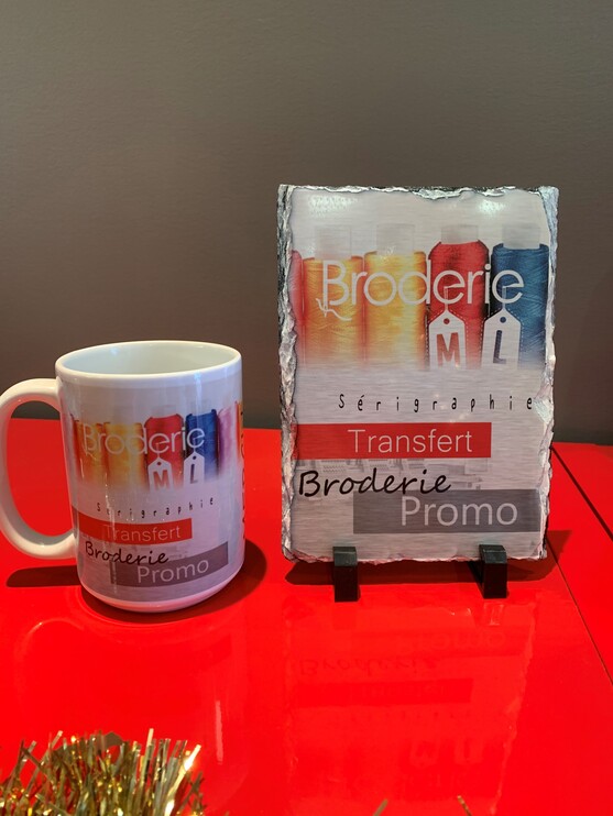 Ardoise et tasse «Broderie ML» - Broderie ML